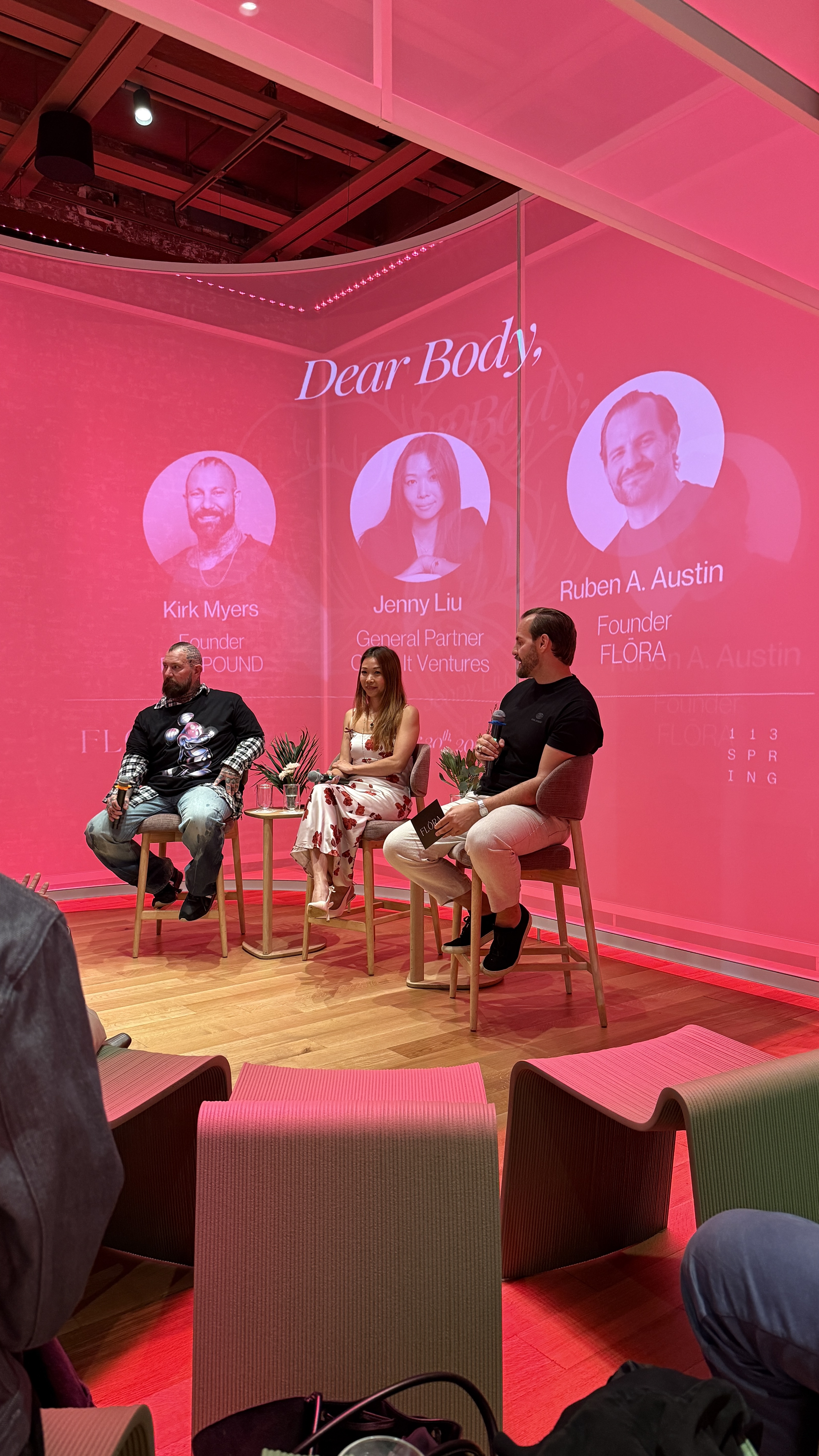 Kirk Myers, Jenny Liu and moderator Ruben A. Austin at Dear Body in New York