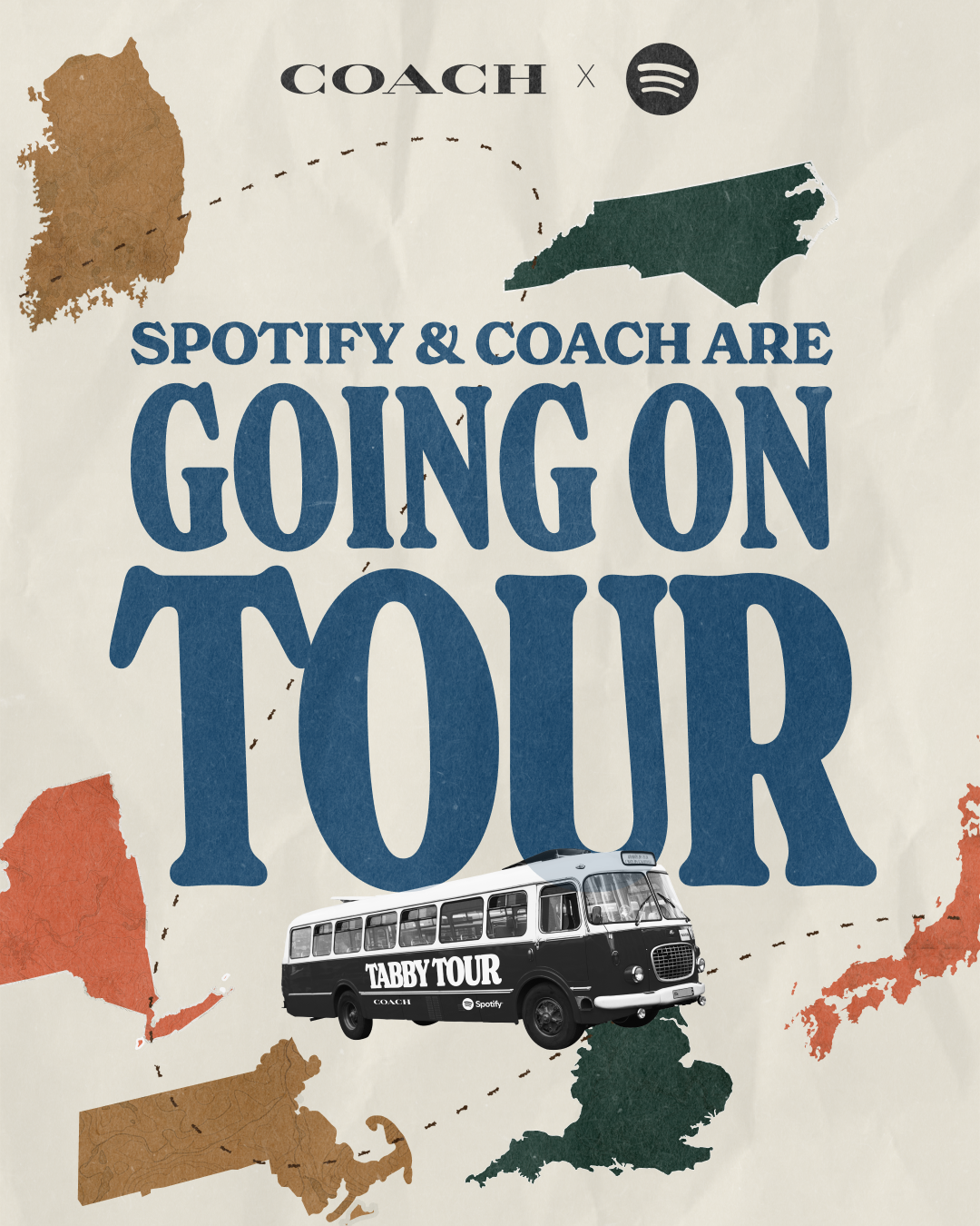Official Coach and Spotify campaign visual announcing their Tabby Tour.