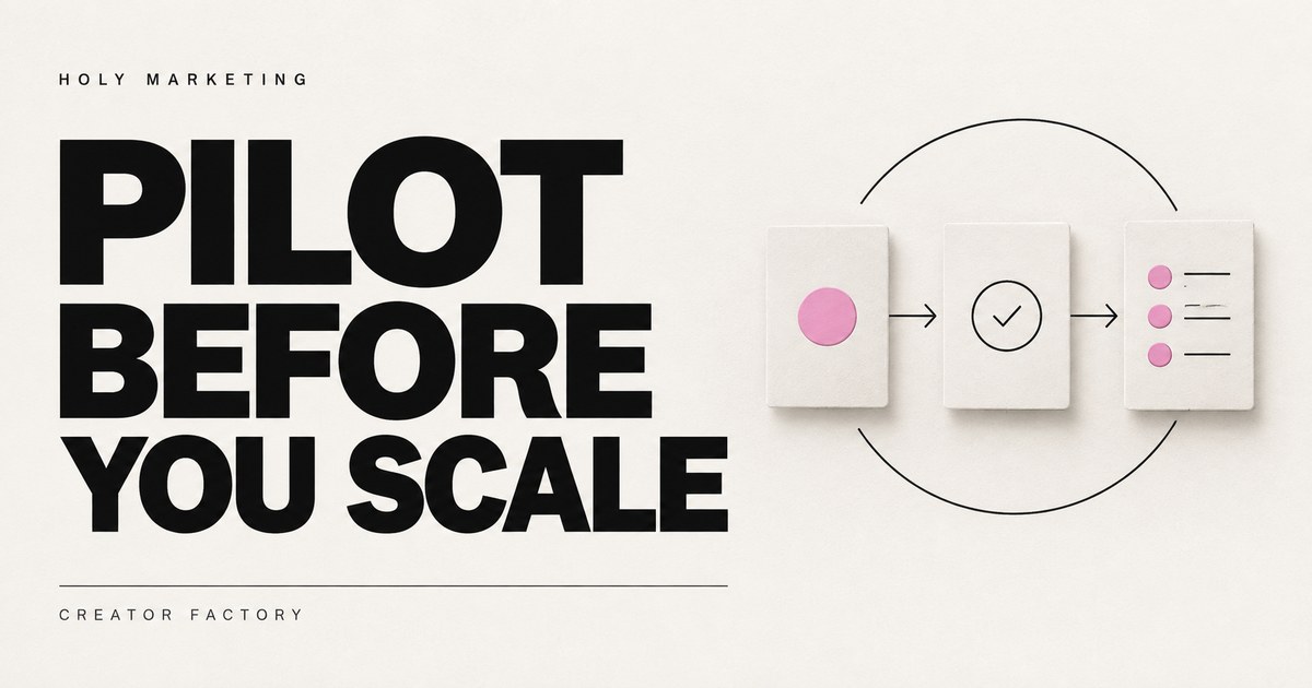 Pilot before you scale: test, review and build a repeatable creator operation.